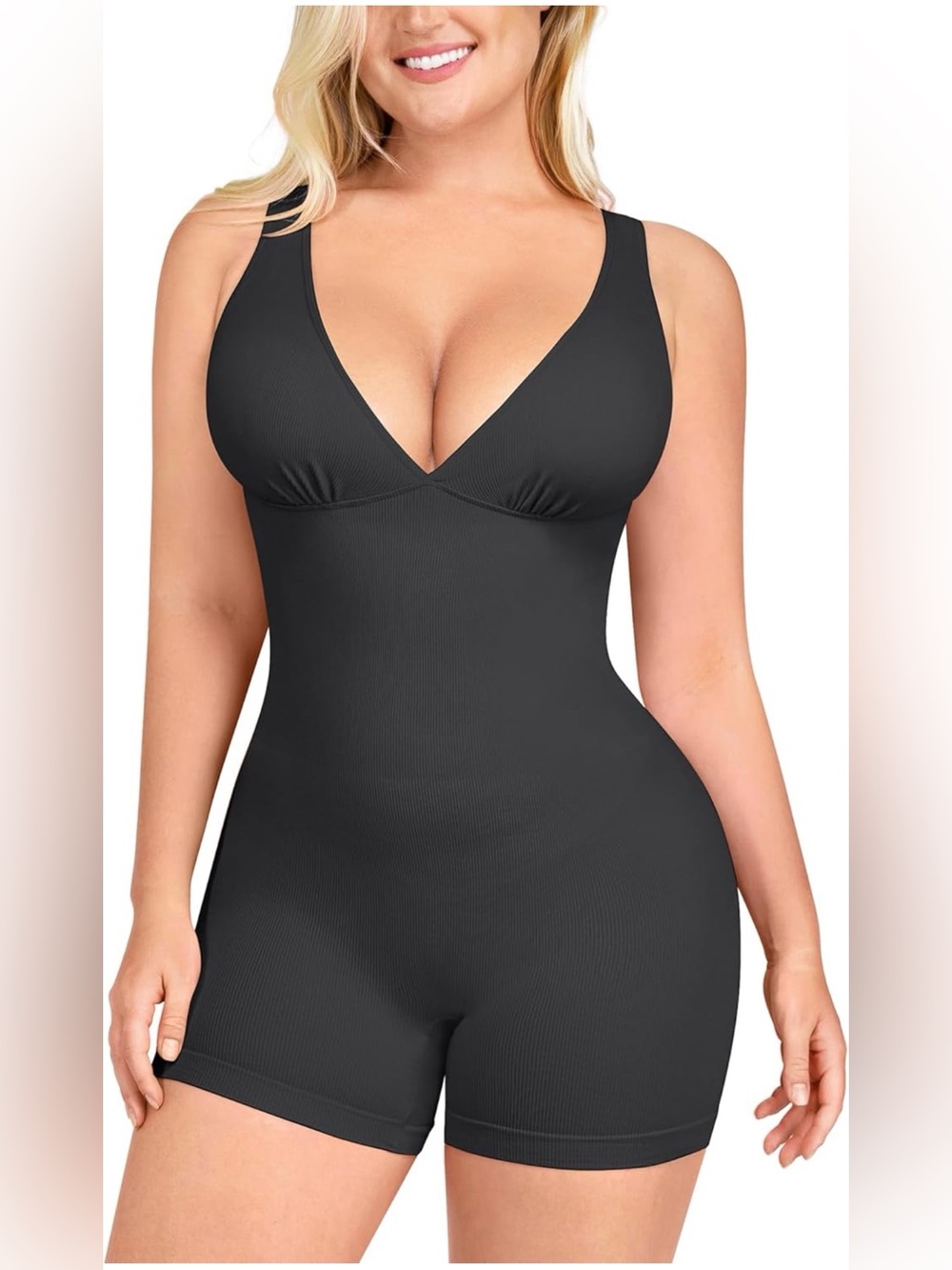 SHAPELLX Seamless Black Shaping Bodysuit Romper NWT XL